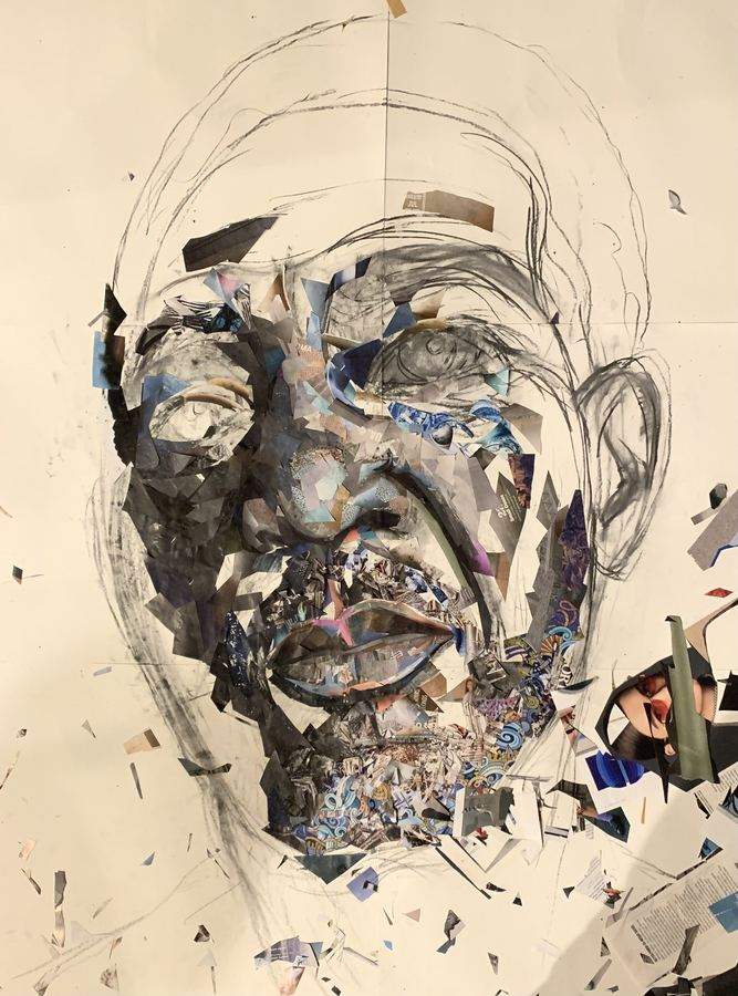 Morgan Freeman portrait half cut