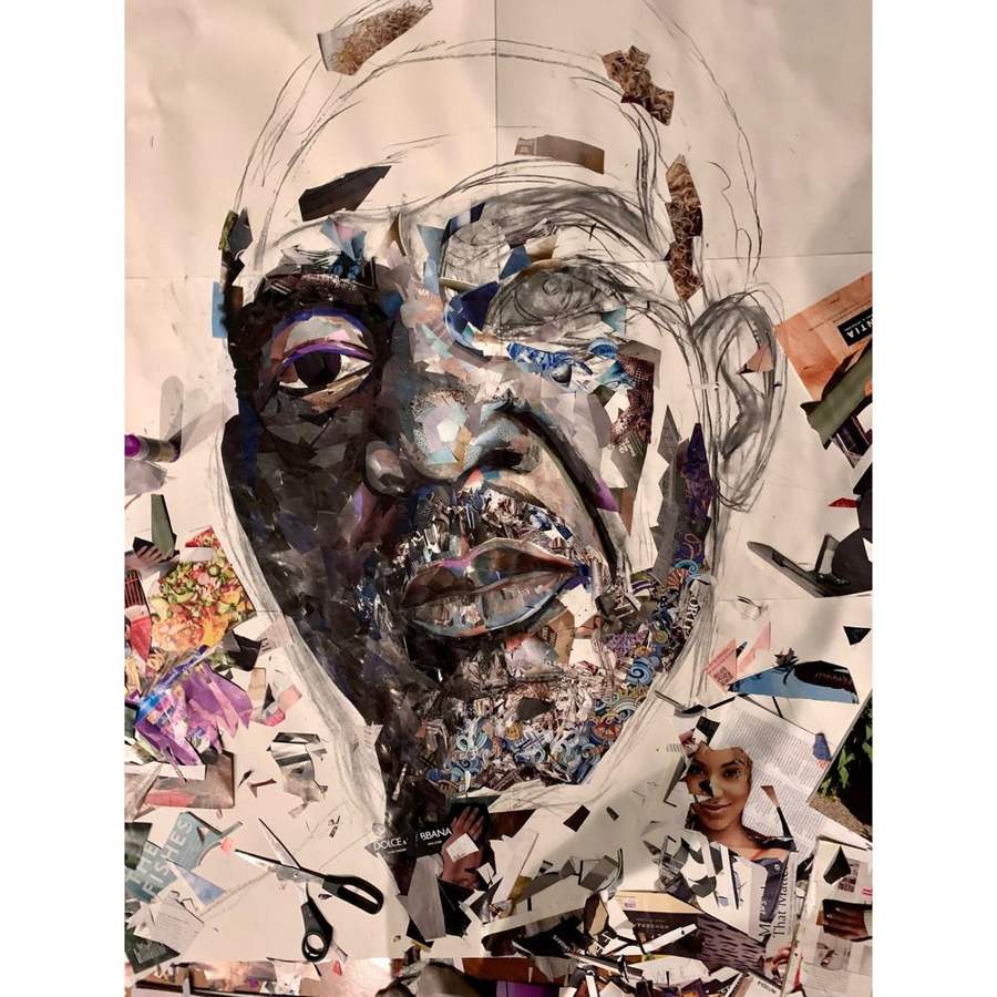Finished Morgan Freeman collage portrait